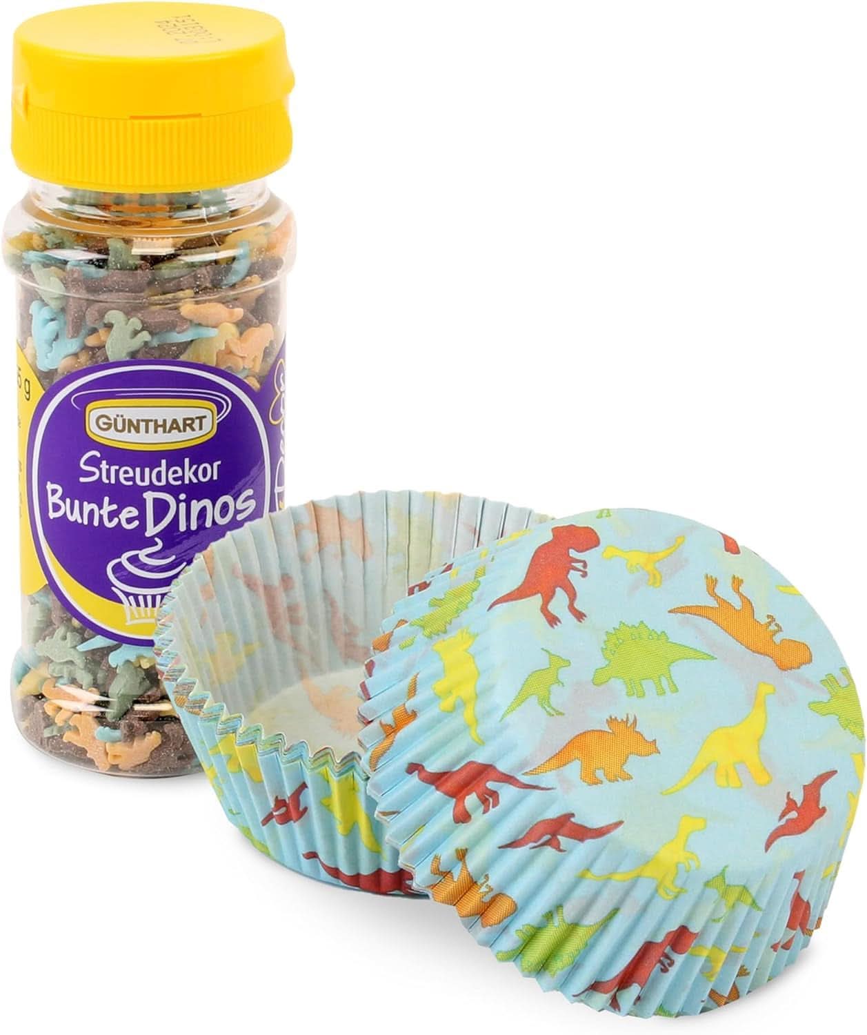 Set Günthart Dino, 55 grammi + 50 pirottini di carta per cupcake Sprinkles Naty Shop