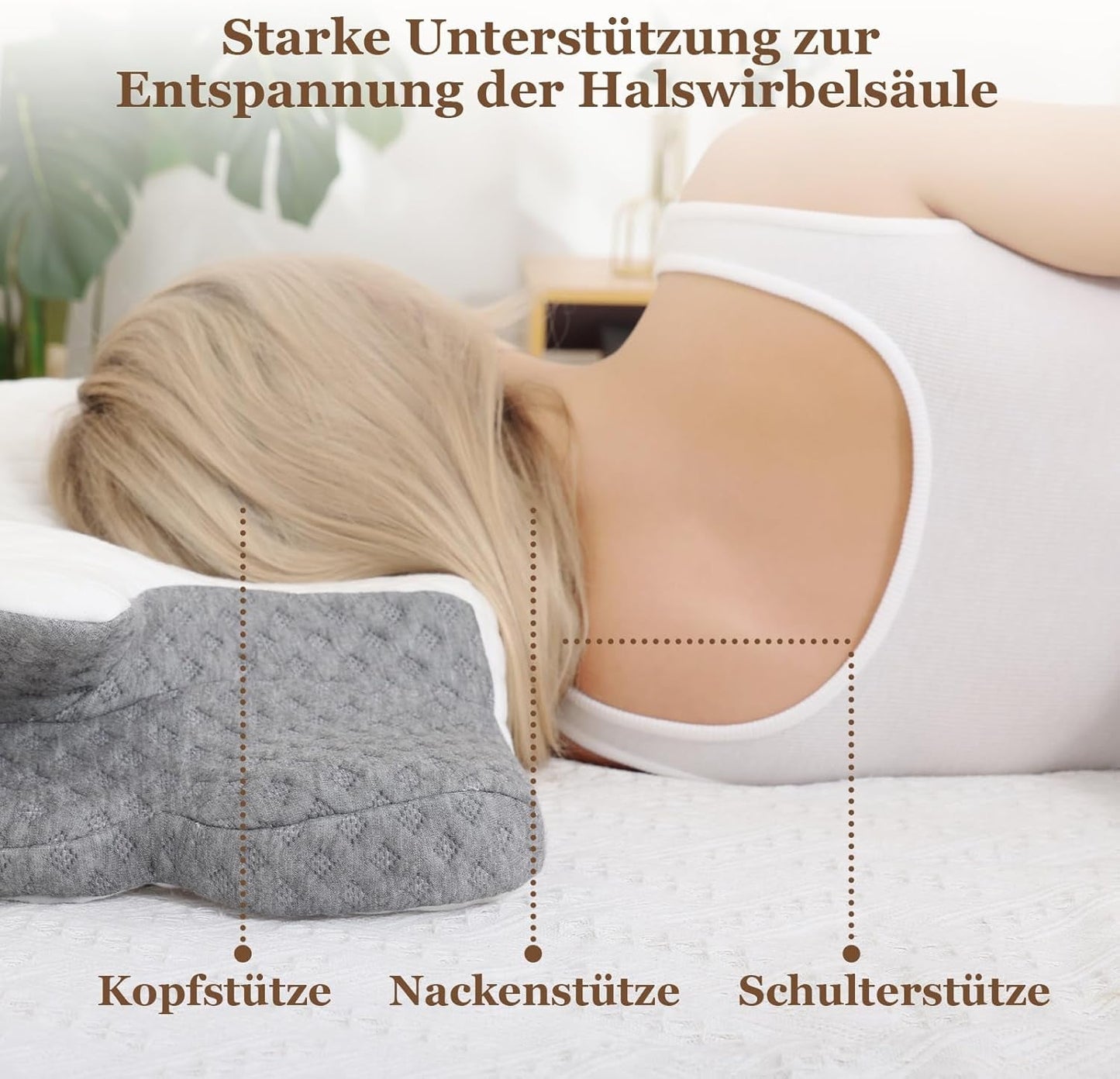 Wellsync Cuscino per il Collo Cuscino ergonomico Cuscino in Memory Foam Cuscino ortopedico per chi dorme sul fianco Chi dorme sulla schiena Chi dorme sullo stomaco Dolore al collo Bianco Grigio Cuscini ortopedici cervicali Naty Shop