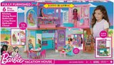 Barbie Holiday House (116 x 77,9 cm), casetta da gioco a 6 posti, completamente arredata con accessori, mobili e ascensore, pieghevole e riponibile, bambola, regalo per bambini dai 3 anni in su, HCD50