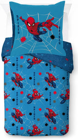 Biancheria letto per bambini Personaggi Disney 100% cotone Biancheria letto per bambini Naty Shop Blu - Spiderman 135X200/80X80 (2 Pezzi)