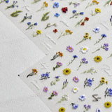 JMEOWIO 3D Nagelsticker Bunte Blumen Nail Art Sticker Self-klebend Nagelaufkleber 5D Stereoscopico Frühlings Summer Blumen Dekoration Nageldesign Zubehör 2 Blatt