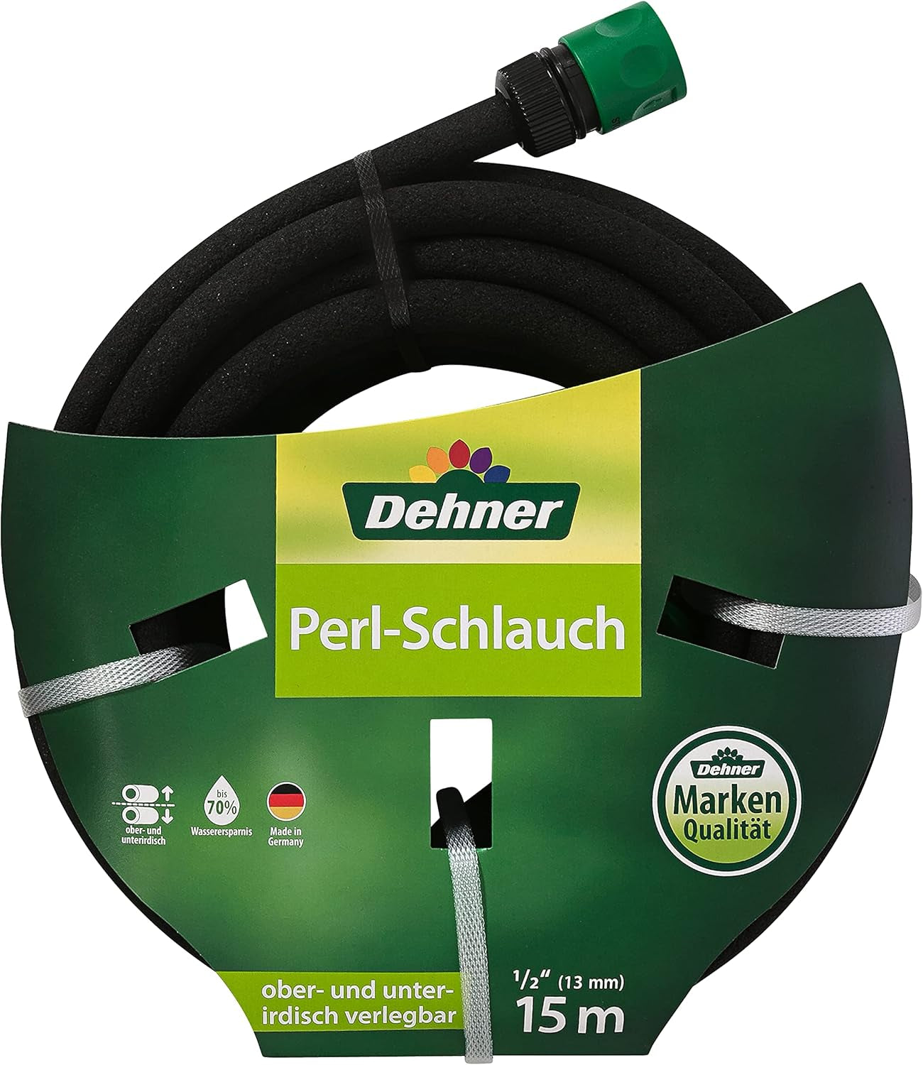 Tubo per irrigazione Dehner, lunghezza 15 m, 1/2 pollice, nero