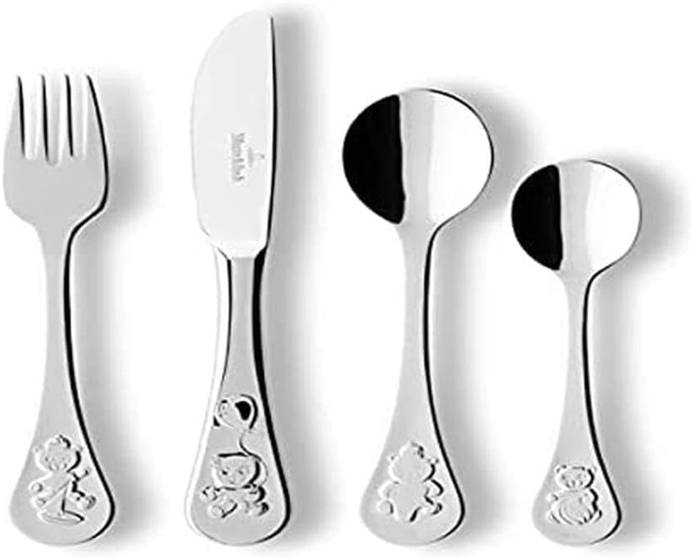 Villeroy And Boch Set posate per bambini Teddy 4 pezzi, acciaio inox 18/10 Cucina Naty Shop