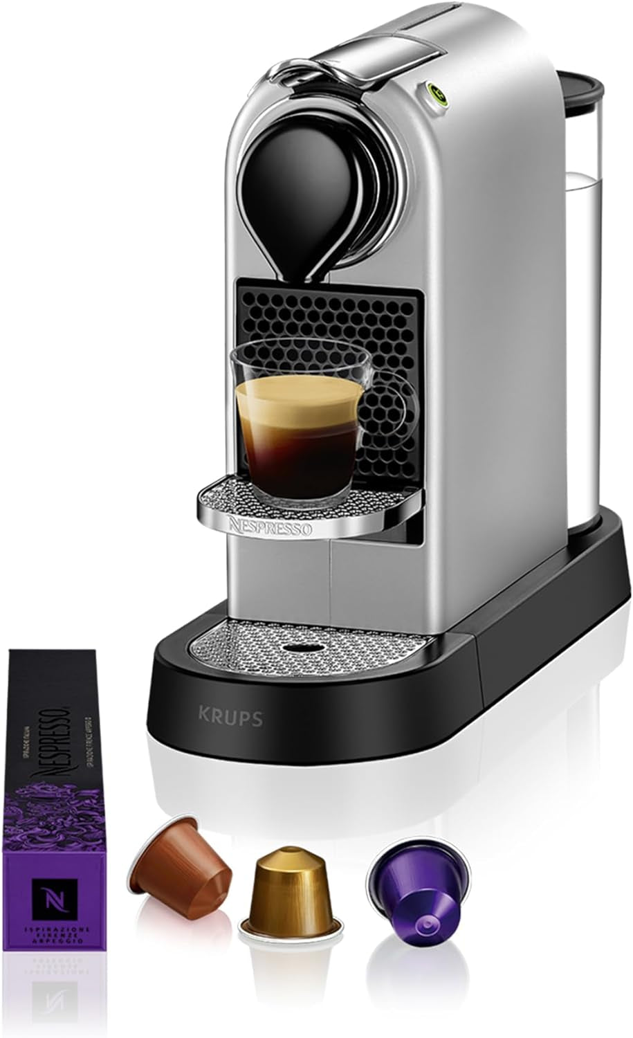 Macchina per caffè espresso con capsule Nespresso XN761B Citiz&Milk | Modalità standby automatica | 1260 watt | Capacità serbatoio acqua: 1 l | Pressione della pompa: 19 bar | Argento