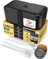 Portapranzo Umami per Adulti, Bento Box impilabile con 4 posate e scomparti, Portapranzo per adulti, Contenitore per insalata da asporto, Portapranzo da picnic/ufficio, Grigio antracite, 1500ml Naty Shop Scatole per alimenti nero onice - 900 ml M - 900/1000 ml