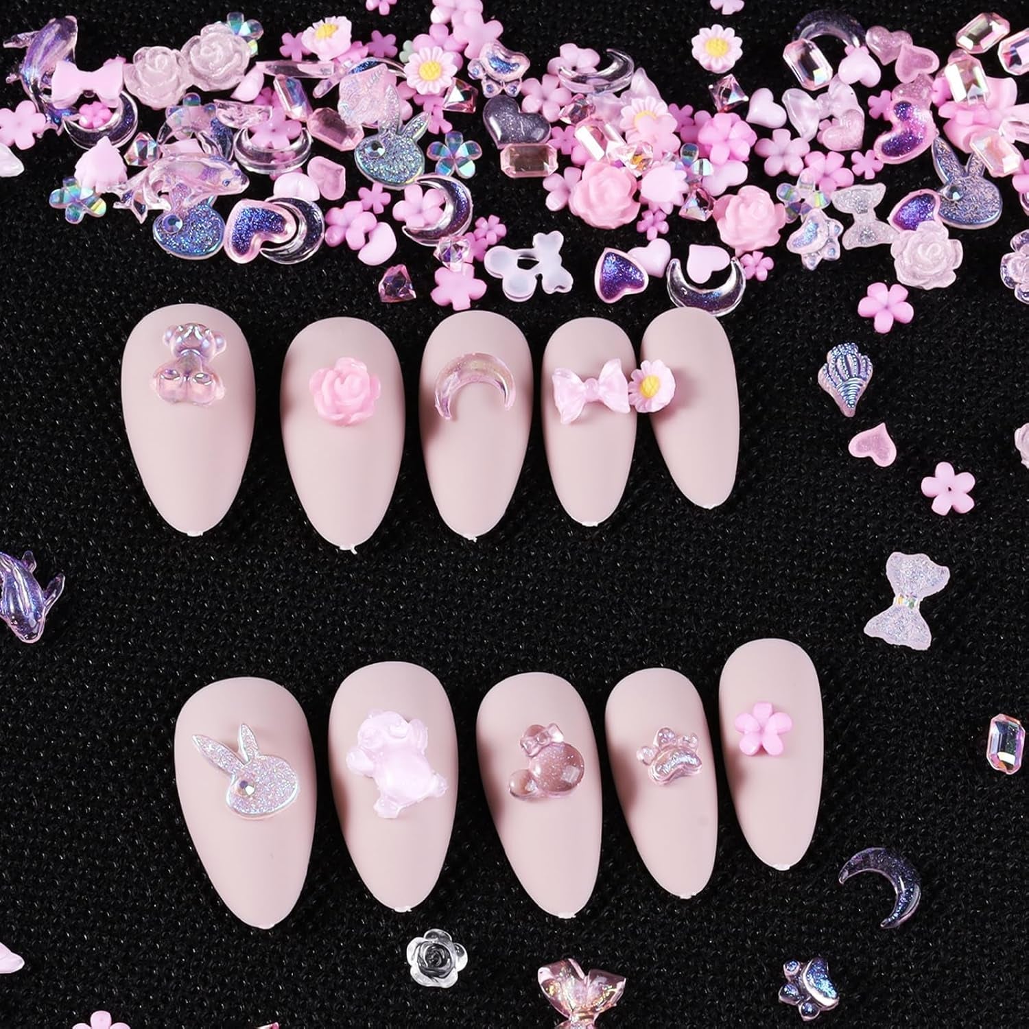 100 pz Ciondoli per unghie con fiocco Y2K 3D Resina Fiore Camelia Ciondoli per unghie Kawaii Strass Decorazioni per nail art, Modelli, Accessori artigianali fai-da-te (Rosa)
