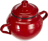 Barattolo Roja con coperchio, 0,5 l, acciaio smaltato rosso, 10 x 10 x 20 cm, 2 pezzi