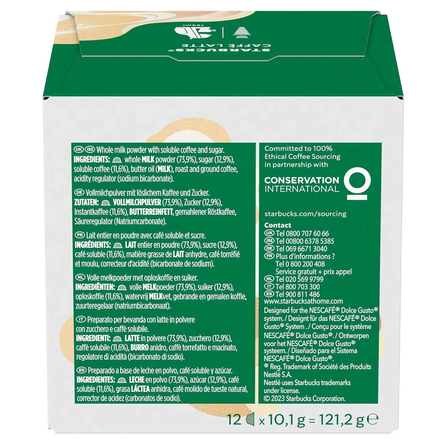 STARBUCKS Caffè Latte di Nescafé Dolce Gusto Kaffeekapseln 6 x 12 (72 Kapseln)