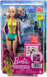 Serie Barbie Puoi Essere Tutto, Biologa Marina, 1x Bambola con Capelli Biondi, Costume da Bagno, Delfino, Accessori, Regalo per Bambini, Giocattolo Età 3+, HMH26