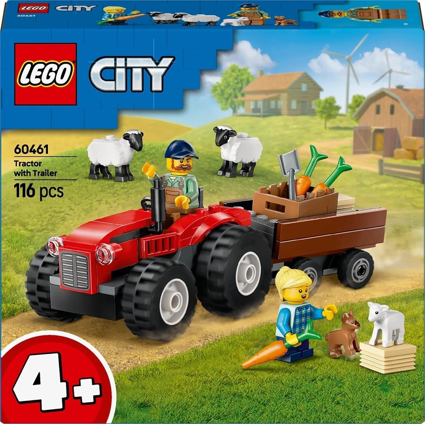 Trattore LEGO City con rimorchio - Giocattolo della fattoria con trattore e personaggi di animali - Set di gioco Montessori per ragazzi e ragazze dai 4 anni - regalo con 2 minifigure 60461 Set di costruzione Besuche den LEGO-Store