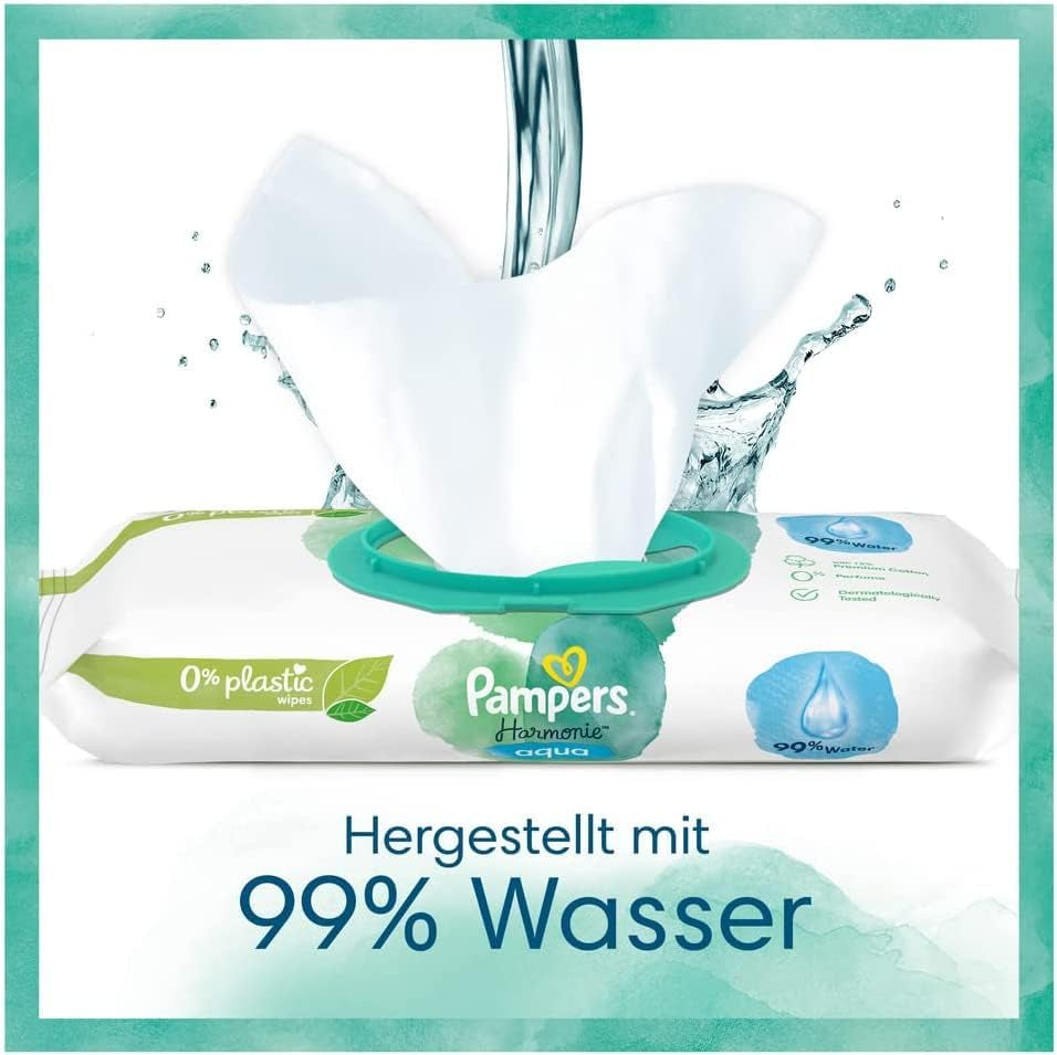Set pannolini per bambini Harmonie misura 2 (4-8 kg, 240 pezzi) SCATOLA MENSILE e scatola di salviette umidificate Harmonie Aqua Baby 720 salviette (15 x 48), Baby Essentials
