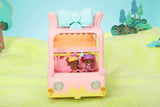 BABY nato 904763 Baby Surprise Bus - mini autobus giocattolo rosa con 2 bambole esclusive, passeggino triplo, altalena, giostra, scivolo e altalena tripla.
