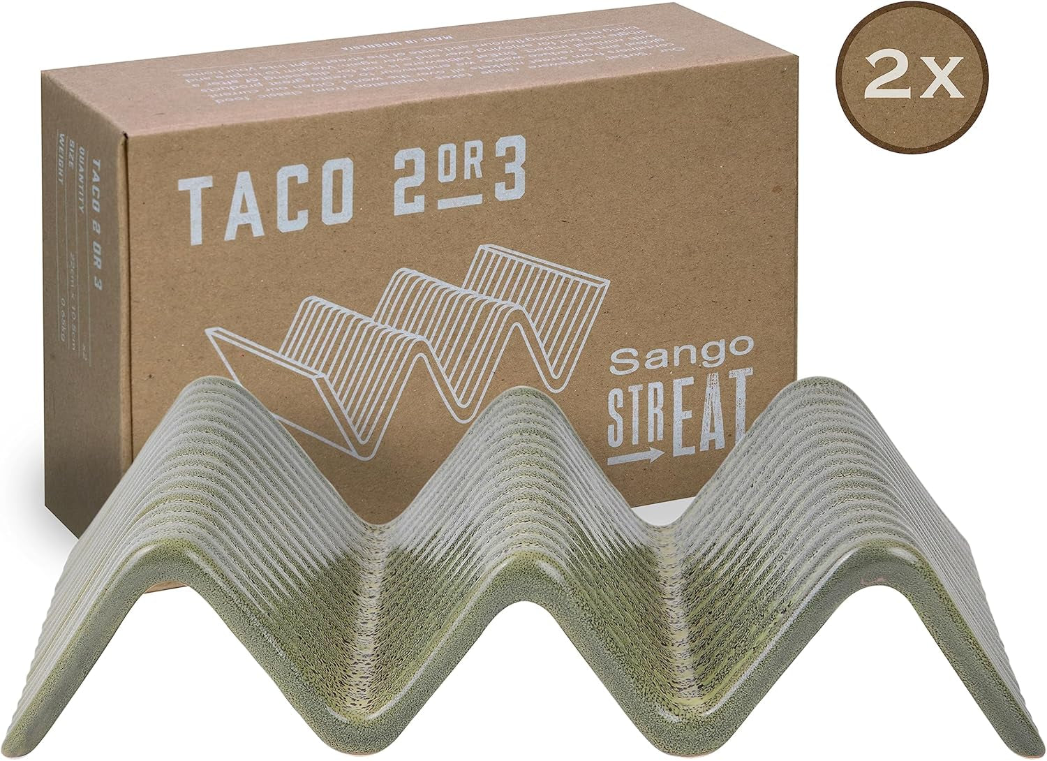 CreaTable, 33984, serie Street Food, set di stoviglie per 2, supporto Street Taco 2 in gres, lavabile in lavastoviglie e adatto al microonde, produzione di qualità