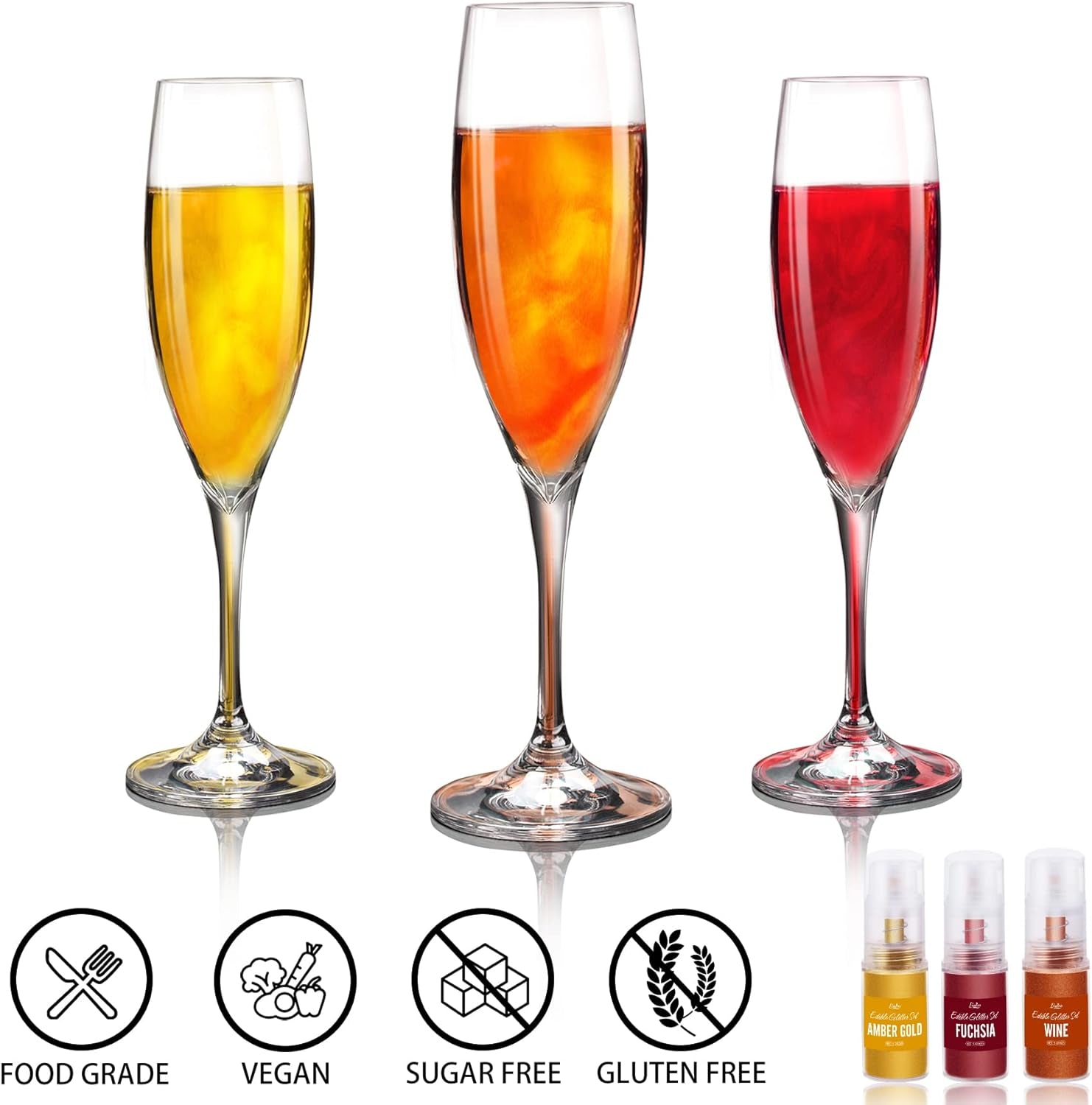 Spray commestibile glitter - Glitter commestibili 22G, polvere glitter commestibile per bevande, decorazioni per torte, macarons - Polvere glitter colorante alimentare, glitter commestibile per cocktail, muffin (Rosa)