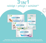Salviettine umidificate WaterWipes Sensitive+ On The Go, 100 salviette (confezione da 10), 3 in 1 pulisce, cura, protegge, 99,9% acqua, salviette senza profumo