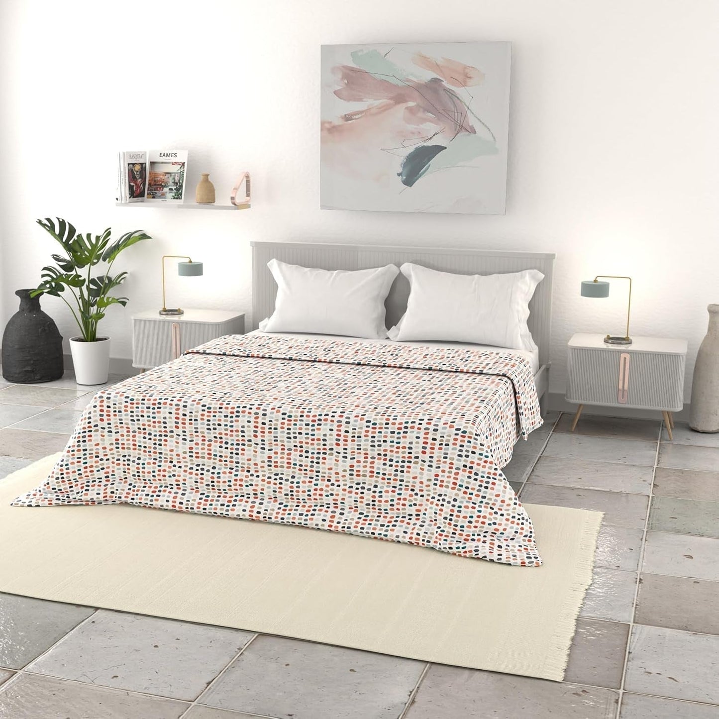 Biancheria da letto italiana Piumino estivo basic in microfibra stampata 250X240 cm Piumini e trapunte circolari Naty Shop Sketch 250X240 cm