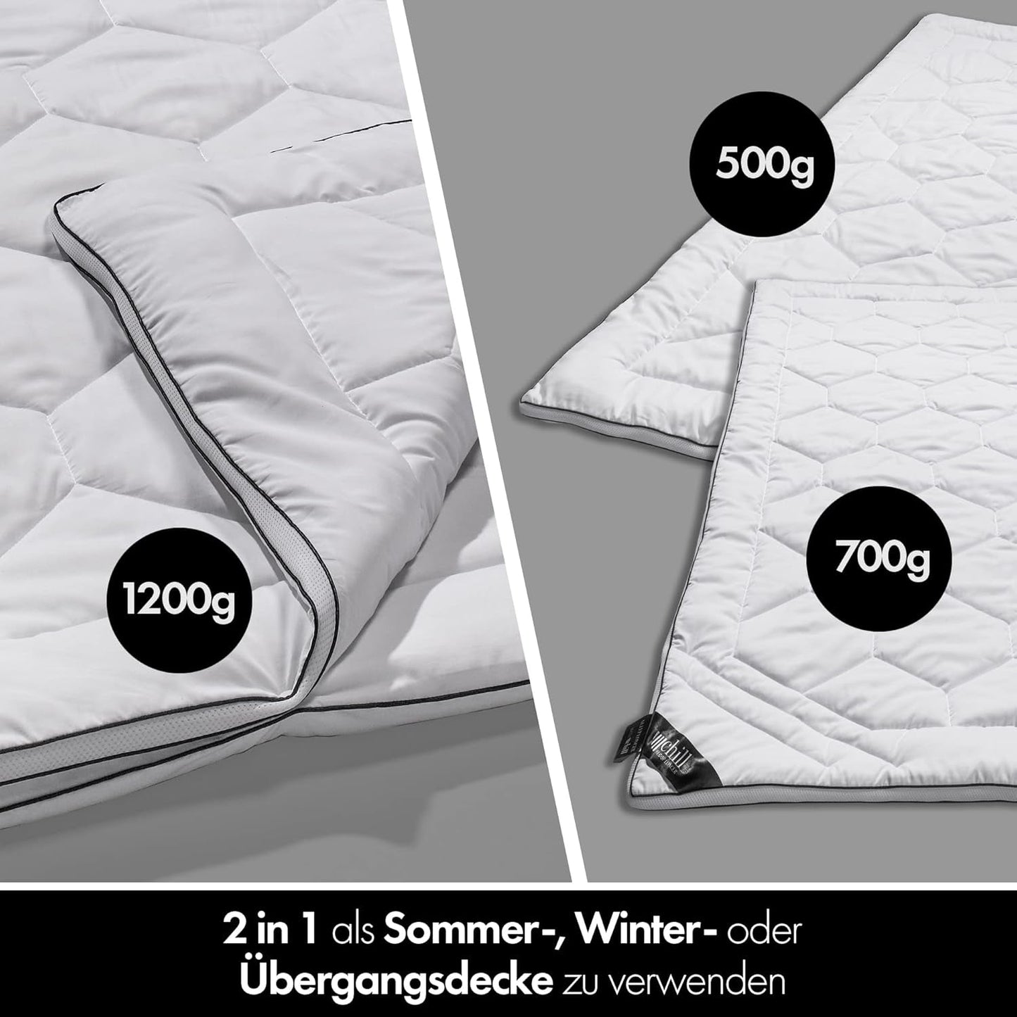 Trapunta 4 Stagioni 135X200- Trapunta 2 in 1 Tutte le Stagioni 135X200 - Trapunta Traspirante, Lavabile e Vegana - Trapunta Duo con Fascia Comfort per Dormire - Imbottitura 500G e 700G Trapunte e Trapunte Naty Shop