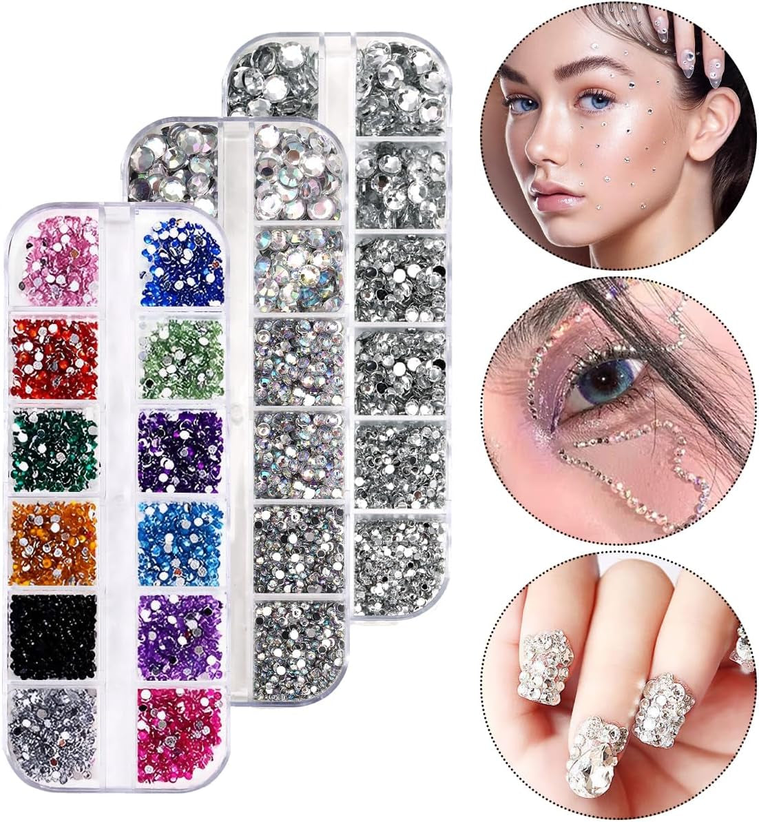 4600 pezzi Strasssteine ​​​​per Nägel, Nagel Glitzersteine ​​3 Verschiedene Stil Flache Nail Gems Nägel Steine ​​​​Klein Nagel Steinchen Mit Pinzette Und Strass Picker Dotting Pen Für Nägel/Kleidung/Handwerk