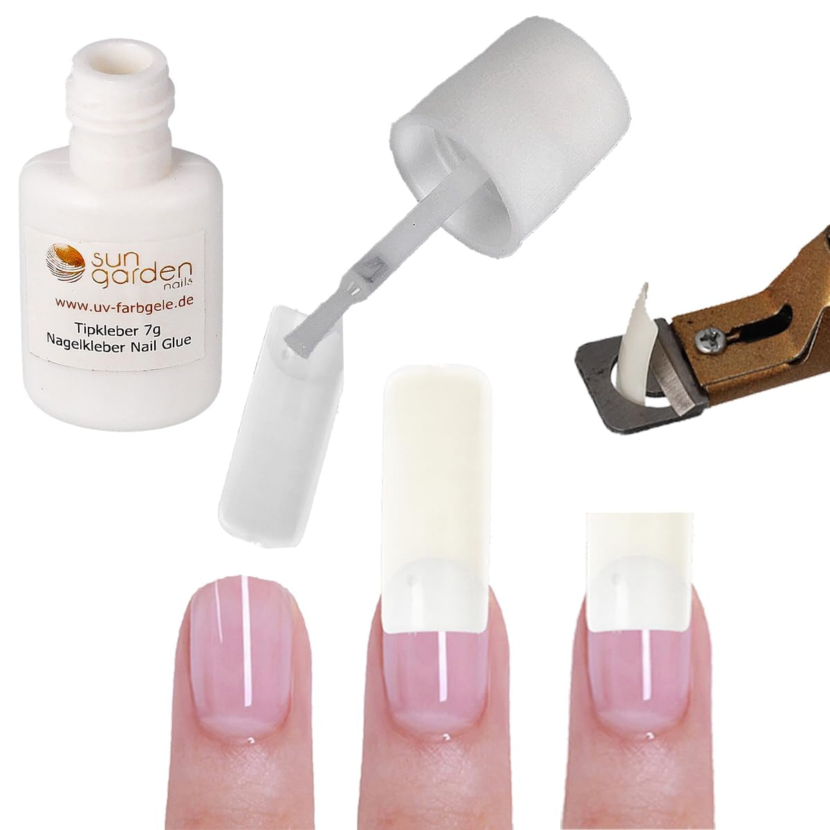 Sun Garden Nails gel trasparente monofasico 30ml + scatola da 100 tip + colla per tip 7ml