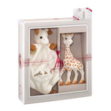 Set regalo di compleanno Sophie la giraffa Pouet sonaglino sophisticated 00012 Jucarii Bebe Naty Shop Set regalo unicolor Sophie La Girafe per la dentizione del bambino e peluche