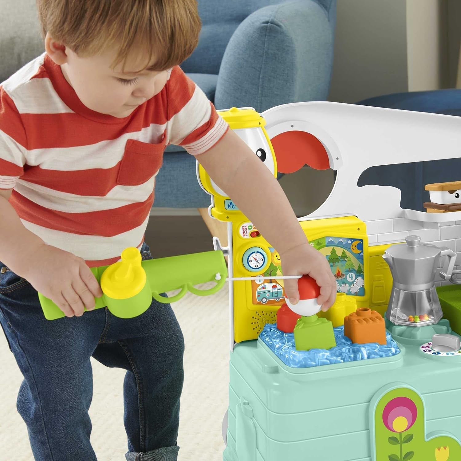 Fisher-Price - Camper Ridi e Impara Giocattolo da Spinta 3 in 1 e Centro Attività Musicale Giocattolo per Bebè 9-36 Mesi HCK51 Giocattoli per Bebè Naty Shop