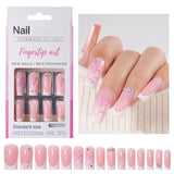 30 unghie finte francesi - colla su unghie artificiali - unghie in gel morbido per donne - manicure quadrata per unghie adesive acriliche (rosa francese)