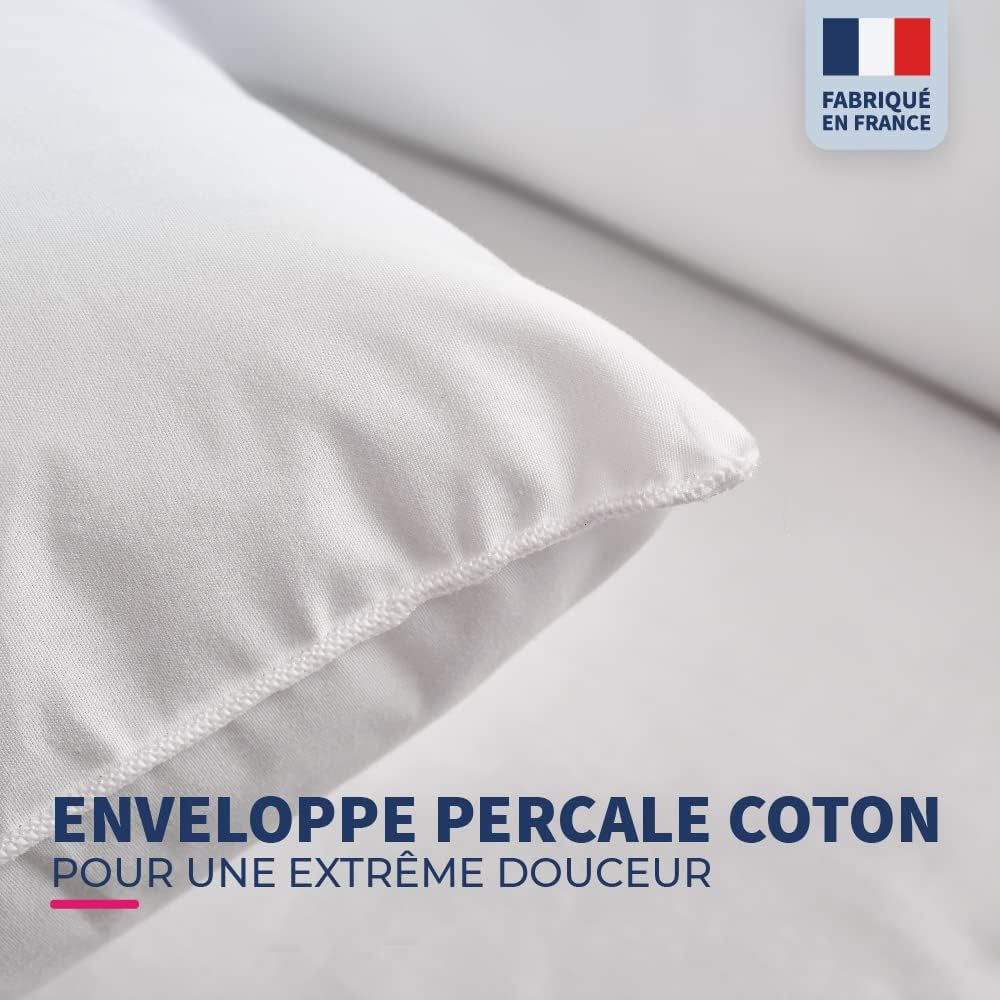 Set di 2 cuscini Câlin blu con comfort costante "Alaska", super imbottitura, busta in percalle di cotone 100%, bianco, forma quadrata 65 x 65 cm Naty Shop Cuscini standard