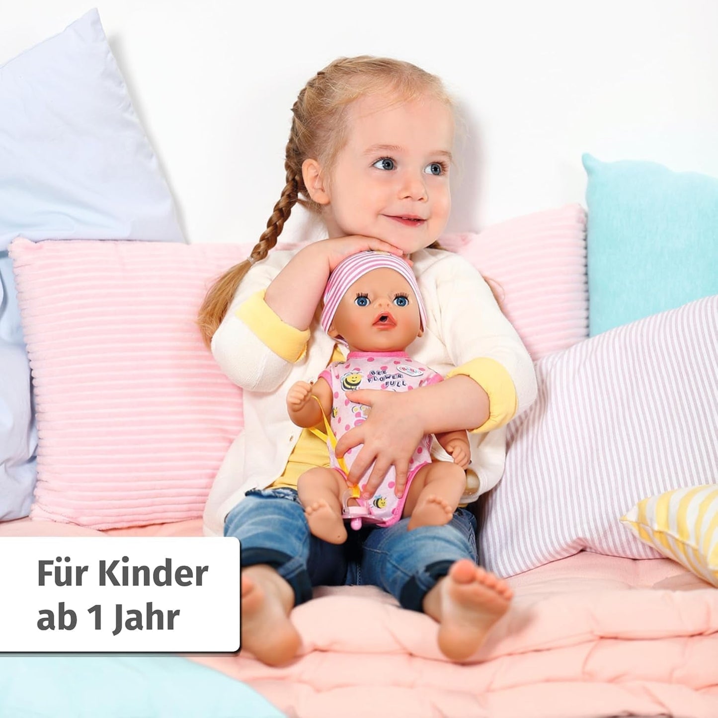 BABY Born Lena (bambina) 36 cm, bambola con 7 funzioni per bambini da 1 anno, funziona senza batteria, bambola grande 36 cm, 834596 Zapf Creation, bambole rosa Naty Shop