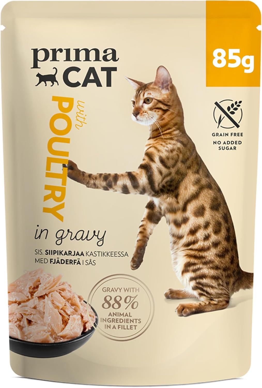 PrimaCat - Cibo umido classico per gatti, gusto uccellino in salsa, 28 x 85 g