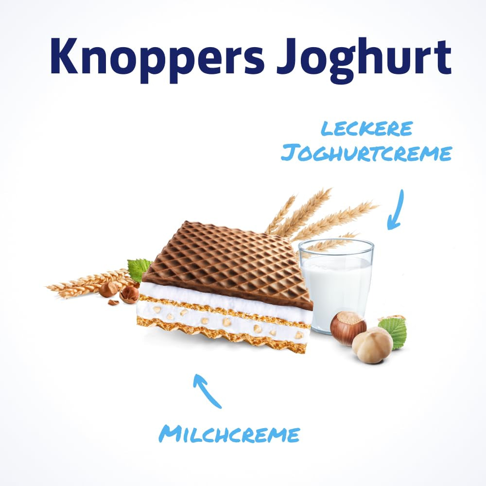 Yogurt – 4 x 200 g – Fette di wafer ripiene di crema allo yogurt e torrone, nocciole e cacao