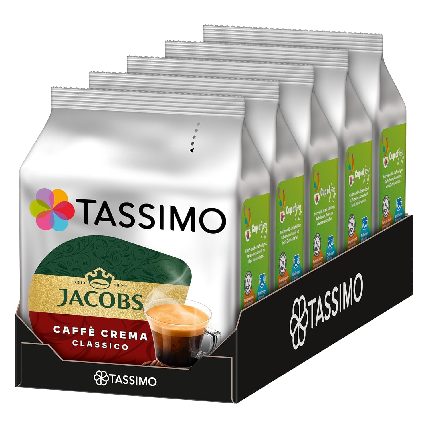 Tassimo Kapseln Jacobs Caffè Crema Classico, 5 x 16 cialde, 80 Kaffeekapseln