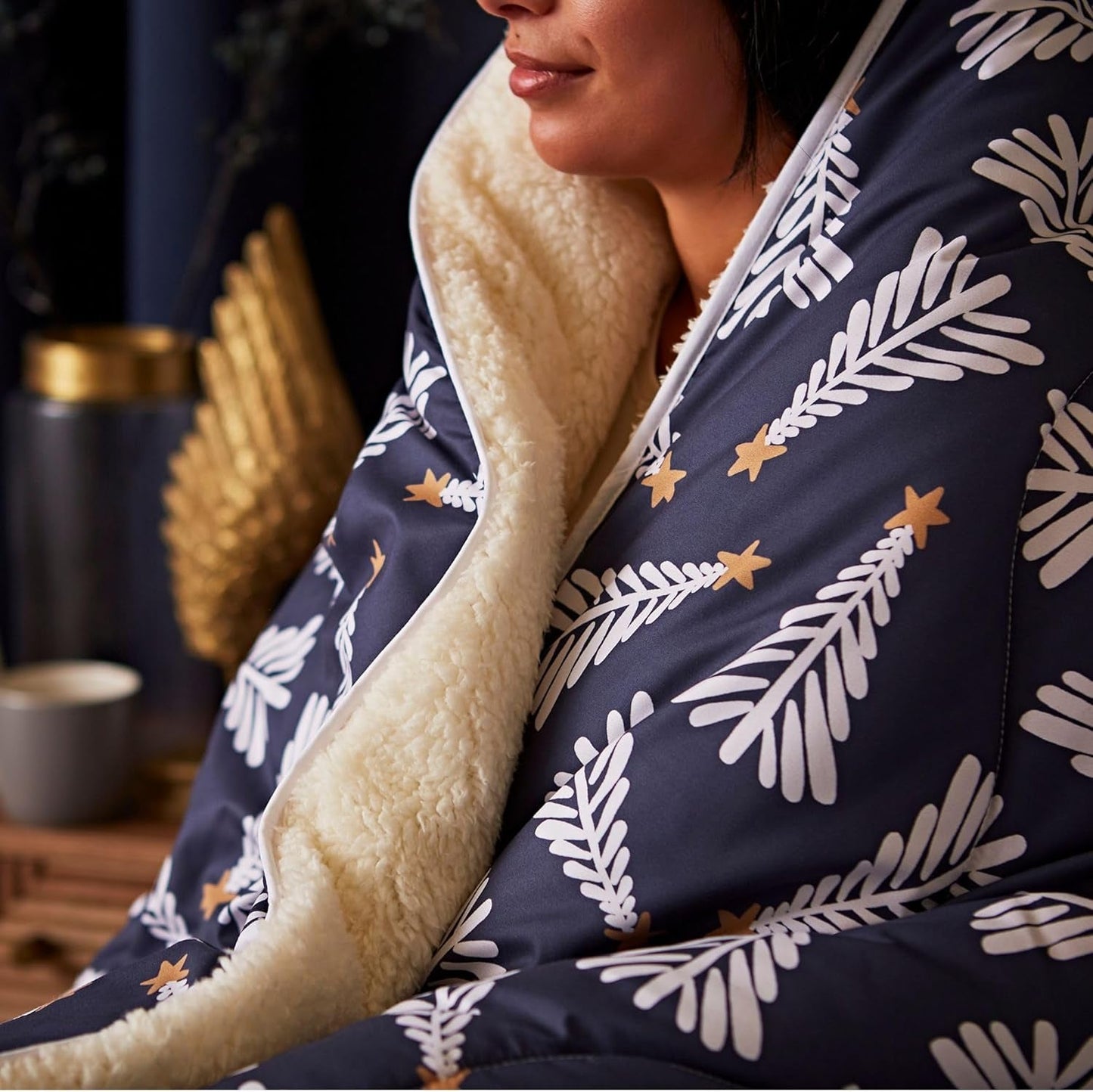 Night Lark accogliente coperta in pile Sherpa, classico tartan rosso, 9 Tog, lussuosa, soffice, spessa e reversibile, perfetta per divano, letto, divano. Anallergico, lavabile in lavatrice, Misure: Letti e Coperte Night Lark Festive Trees Letto singolo