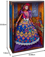 Bambola Barbie Día De Muertos 2022 con abito tradizionale arricciato, ghirlanda di fiori e pittura per il viso Calavera, regalo per collezionisti