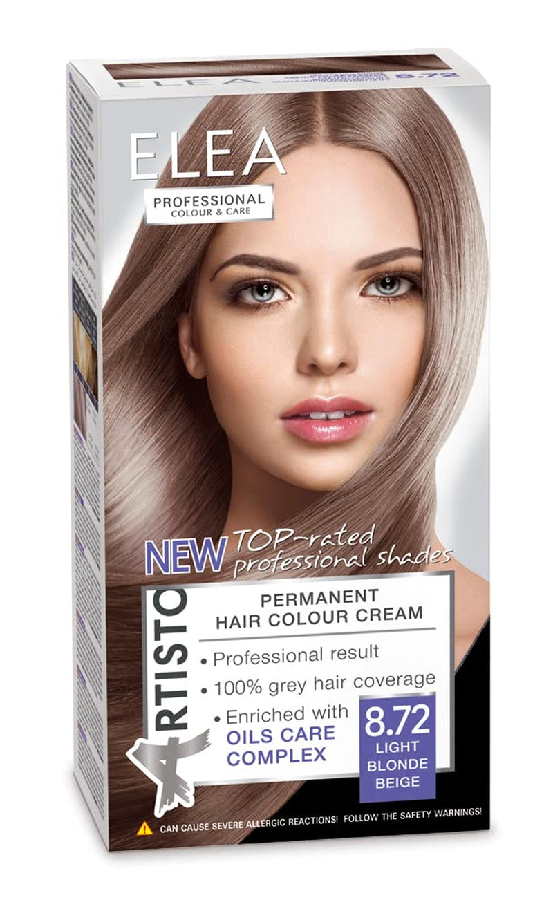 Color & Care tinta permanente per capelli 120ml, risultato professionale, copertura dei capelli grigi, arricchita con complessi per la cura degli oli-Colore per capelli a lunga durata (10.1 Biondo cenere super chiaro) Tintura per capelli Naty Shop 8.72 Biondo chiaro beige