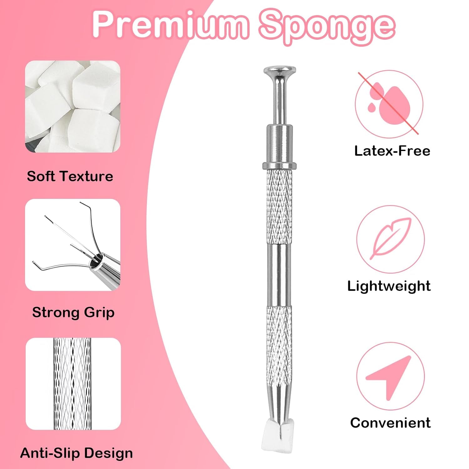 100 pezzi Latexfree Nailart Schwämme, Ombre Nagelschwammpinsel, Nagelschwamm Mit Metallgreifer 100 Blatt Nailart-Mischpapier Austellungsbox, Maniküre Schwamm Applikator Für Farbverlauf Nailart
