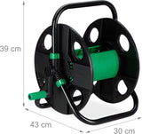 Relaxdays Avvolgitubo, Avvolgitubo Vuoto per Acqua, Tubo da Giardino da 30 m 1/2", Altezza-Larghezza 39 x 43 x 30 cm, Nero-Verde