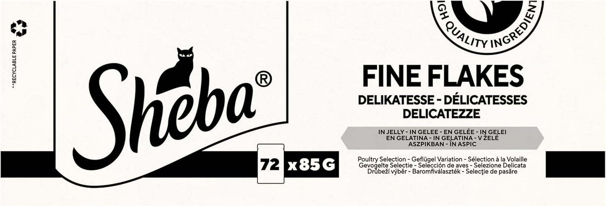 SHEBA Cibo umido per gatti - 72 buste x 85g - Varietà di pollame in gelatina - Cibo umido per gatti - 1 confezione grande