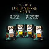 SHEBA Cibo umido per gatti - 72 buste x 85g - Varietà di pollame in gelatina - Cibo umido per gatti - 1 confezione grande
