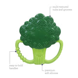 Infantino Lil' Nibbles, Massaggiagengive in silicone testurizzato, Giocattolo massaggiagengive per neonati senza BPA, Morbido, facile da tenere, Stimolazione sensoriale per neonati, Broccoli