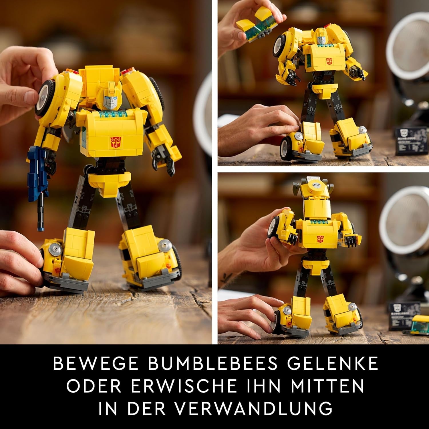 LEGO Icons Transformers Bumblebee, action figure robot da collezione per adulti, set da costruzione cinematografico per fan di fantascienza, trasformabile in un'auto, giocattolo avventuroso 10338 Set da costruzione Besuche den LEGO-Store