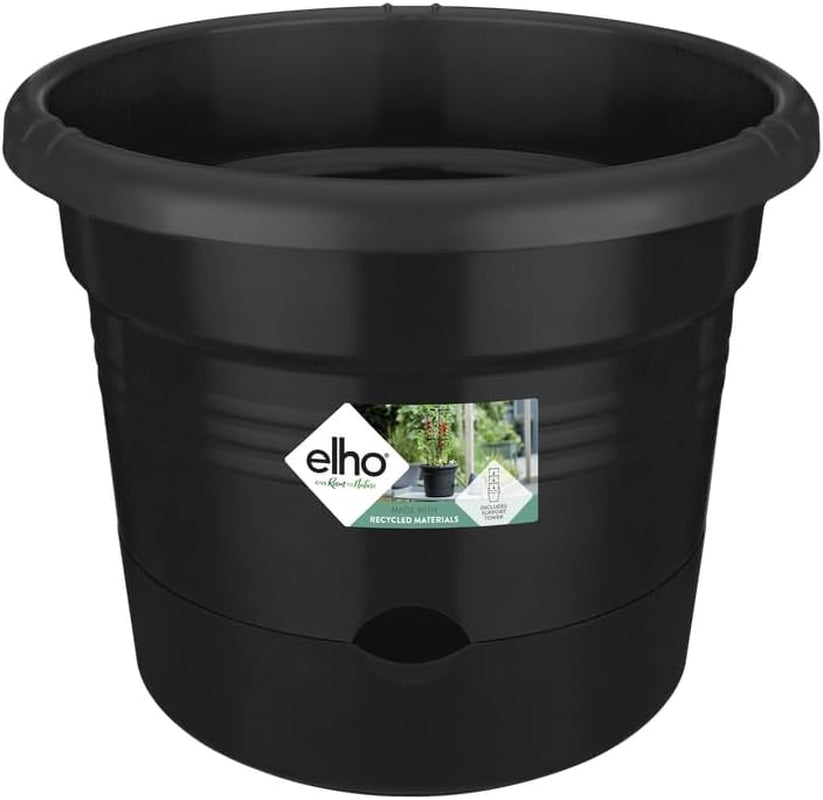 elho Green Basics Vasi per pomodori 33 - Vasi da fiori per coltivazione e raccolta all'aperto - Ø 33,5 x H 26,0 cm - Nero/Nero vivido