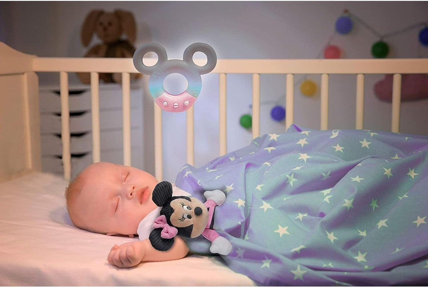 Clementoni 17396 Disney Baby Minnie Lampada Suoni e Colori Luce Notturna Bianca Musica 0 Mesi + Jucarii Bebe Naty Shop