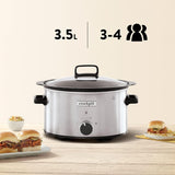 Crockpot a cottura lenta,| 3,5 litri (3-4 persone), contenitore per rosolare carne e verdure, Slow Cooker in acciaio inox Naty Shop