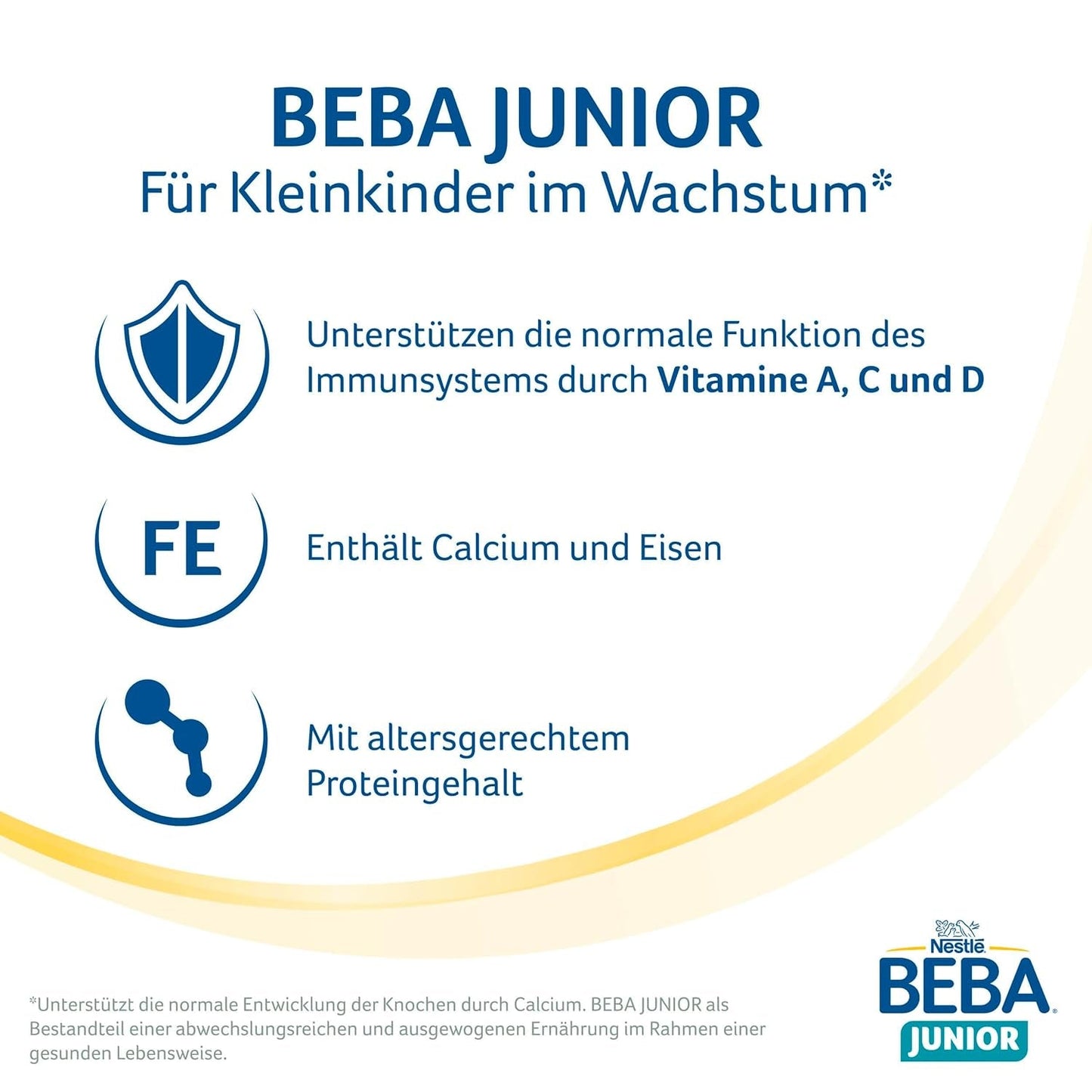 BEBA Junior, bevanda a base di latte pronta da bere per 1-3 anni, con HMO, contenuto proteico adeguato all'età, senza olio di palma, senza olio di pesce, alimenti per bambini, confezione da 12 (12 x 500 ml)
