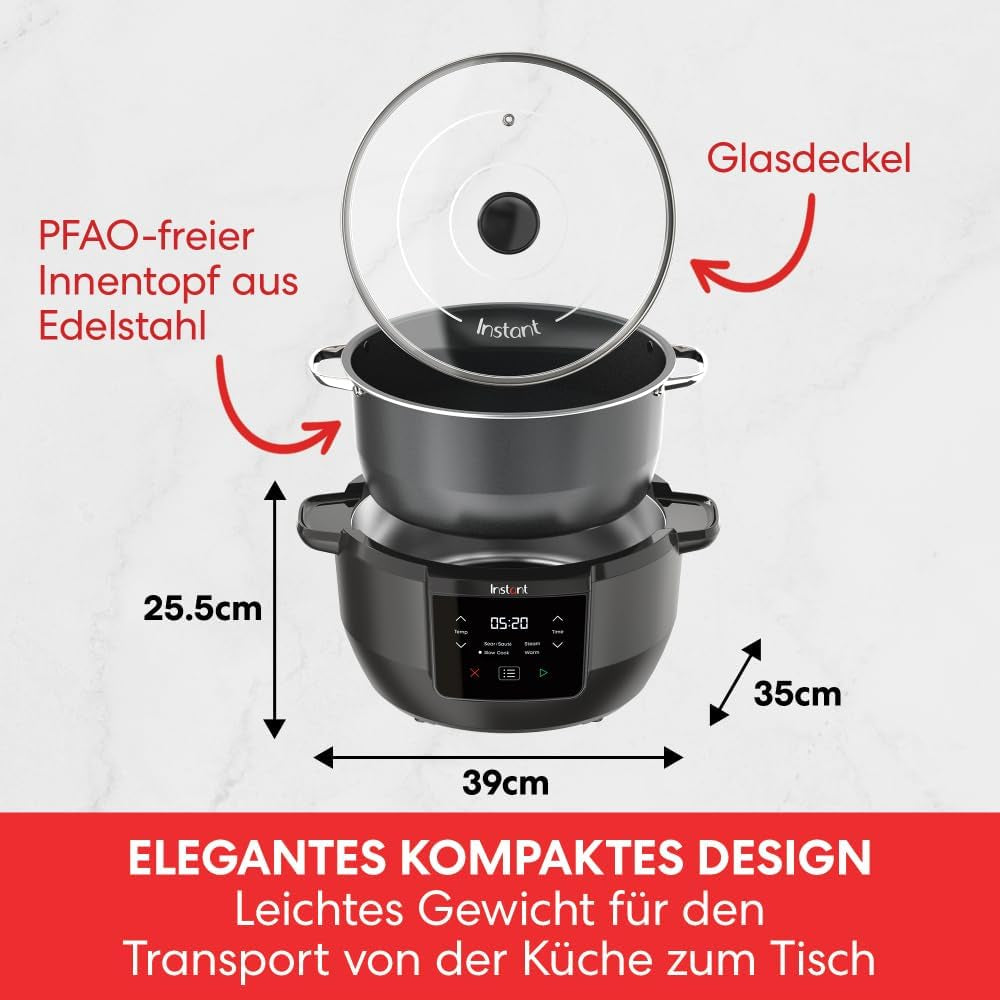 Pentola a cottura lenta Instant Pot Superior, Multicooker da 7,1 L, 4 funzioni di cottura, Pentola a cottura lenta da 800 W Naty Shop
