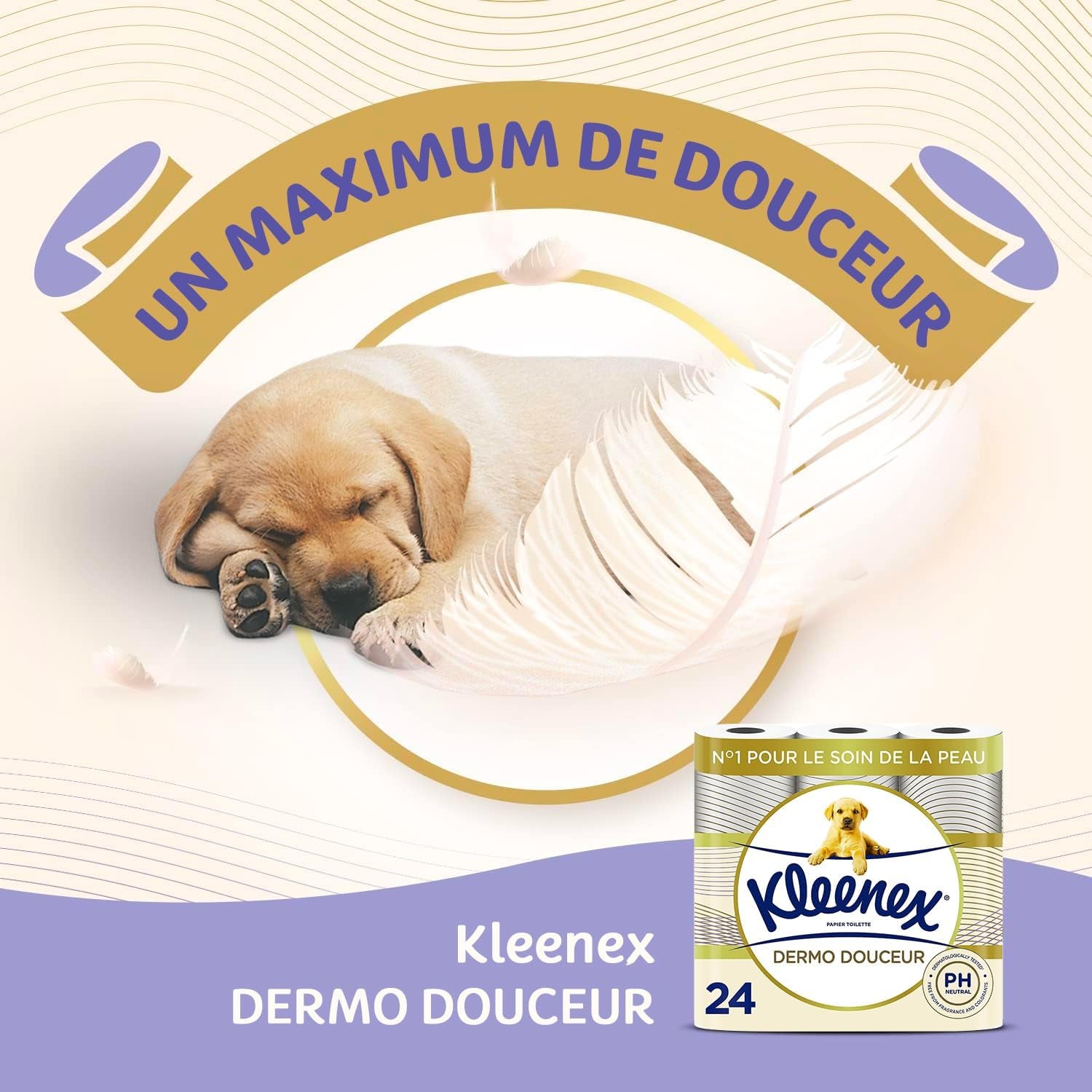 KLEENEX Dermo Douceur 4230420 Carta igienica, 24 rotoli (4 X 6 rotoli) bianco, 24 Unité (lotto di 6)