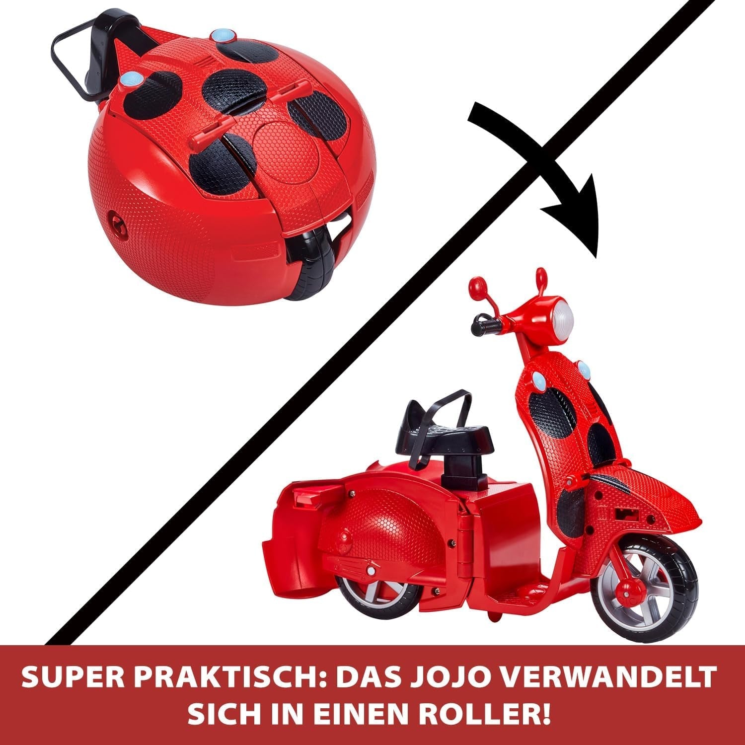 Bandai - Miraculous Ladybug - Miraculous Switch'n Go Scooter + Bambola articolata Ladybug Lucky Charm da 26 cm - P50668