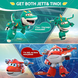 Super Wings Personaggi trasformanti da 5" Confezione da 2 Jett sovralimentato trasformante + Tino Giocattolo trasformatore per ragazzi e ragazze dai 3 anni in su Action Figure rosse Naty Shop