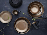 CreaTable, 23598, serie GLAMOUR - Oro, set di stoviglie da 16 pezzi, servizio combinato in porcellana, lavabile in lavastoviglie e adatto al microonde, produzione di qualità