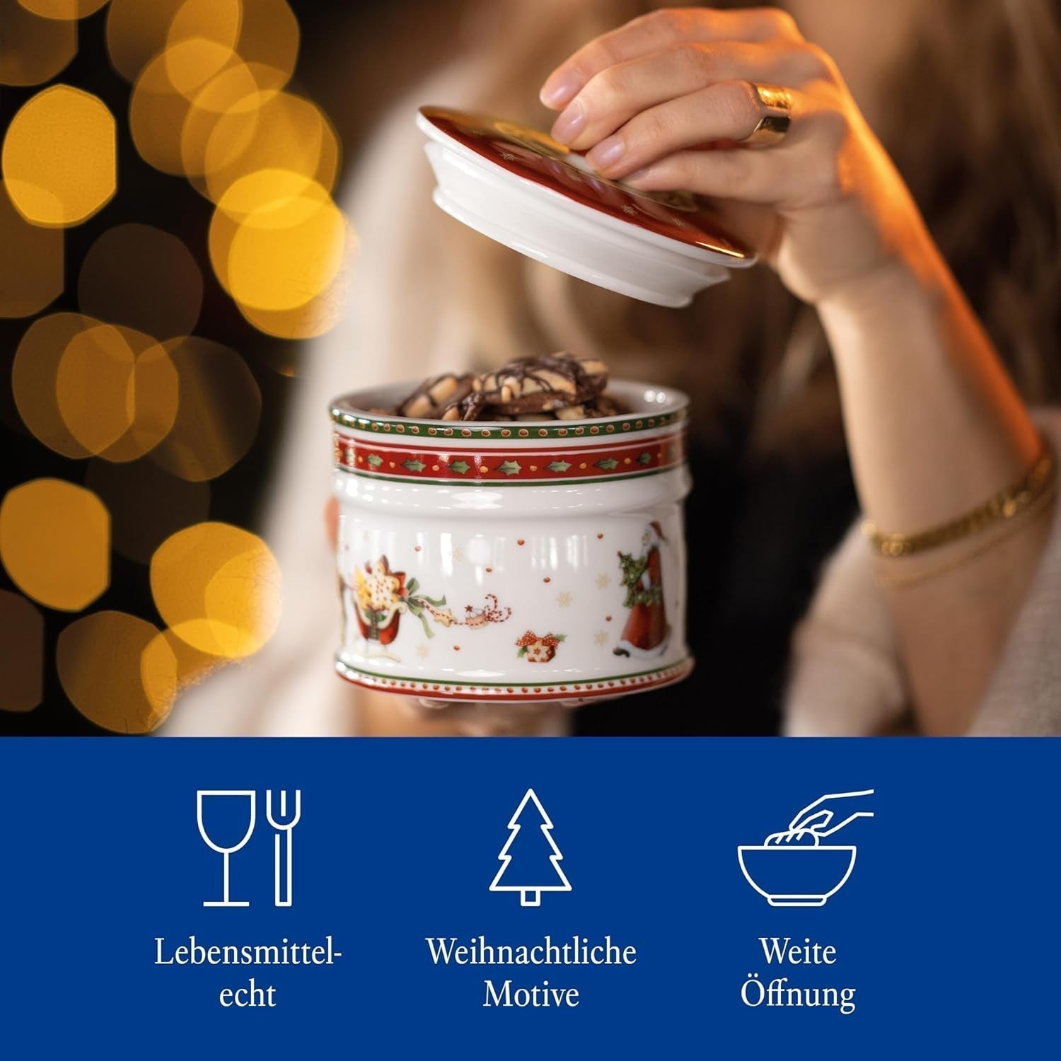 Villeroy & Boch - Winter Bakery Delight Piccola Scatola Portaoggetti, Scatola per Biscotti di Natale in Ceramica, Scatola di Natale, Scatola per Biscotti, Scatola per Biscotti, Scatola in Ceramica con Coperchio, Porta Dolci, Scatole per Alimenti in Porcellana Premium Naty Shop